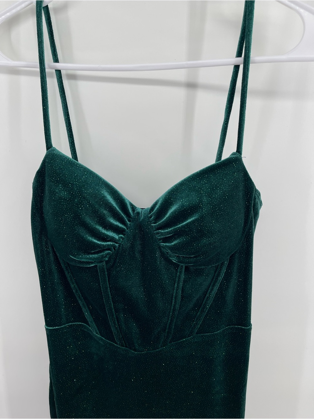 Elegant Emerald Green Velvet Slip Dress by E.L.H Wedding Event Formal Sparkle - Picture 2 of 7